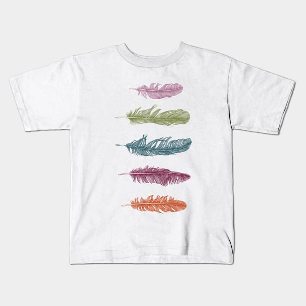 Feathers Kids T-Shirt by rcaldwell